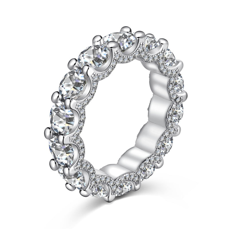 [G75]S925 Sterling Silver Classic Round Zirconia Band