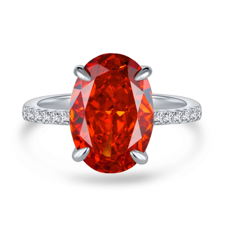 [G61]S925 Sterling Silver Classic four-prong setting, dove-egg shape, high quality zircon ring