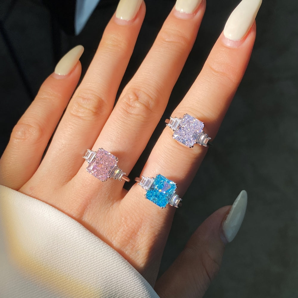 [G18]S925 Sterling Silver High Quality 8A Grade Radiant Ice Cut Cubic Zirconia Ring