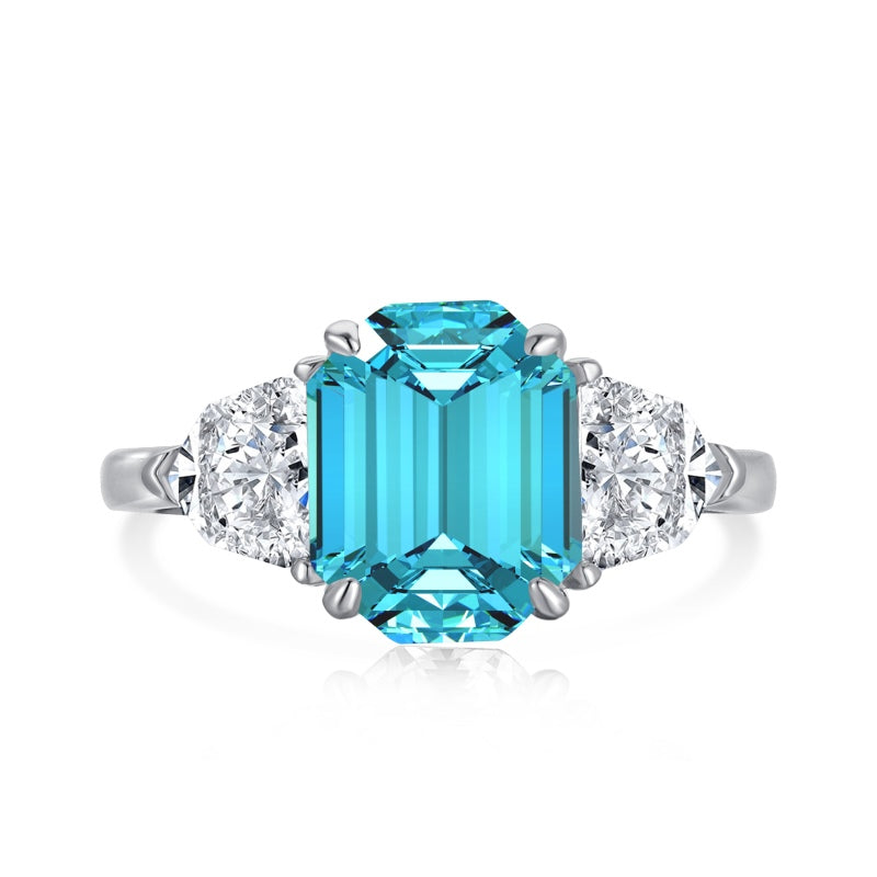 [G21]S925 Sterling Silver Crisp and Clear Grandmother Cut High Frequency High Carbon Diamond Ring
