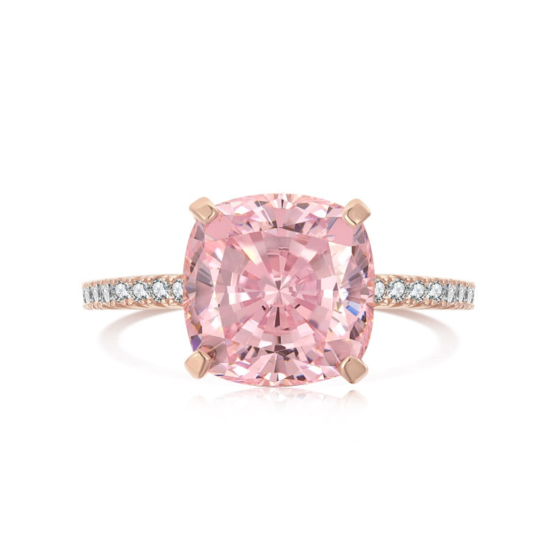 [G33]S925 Sterling Silver Personalized, fat square cut, fashionable, sparkling, high carbon diamond ring.