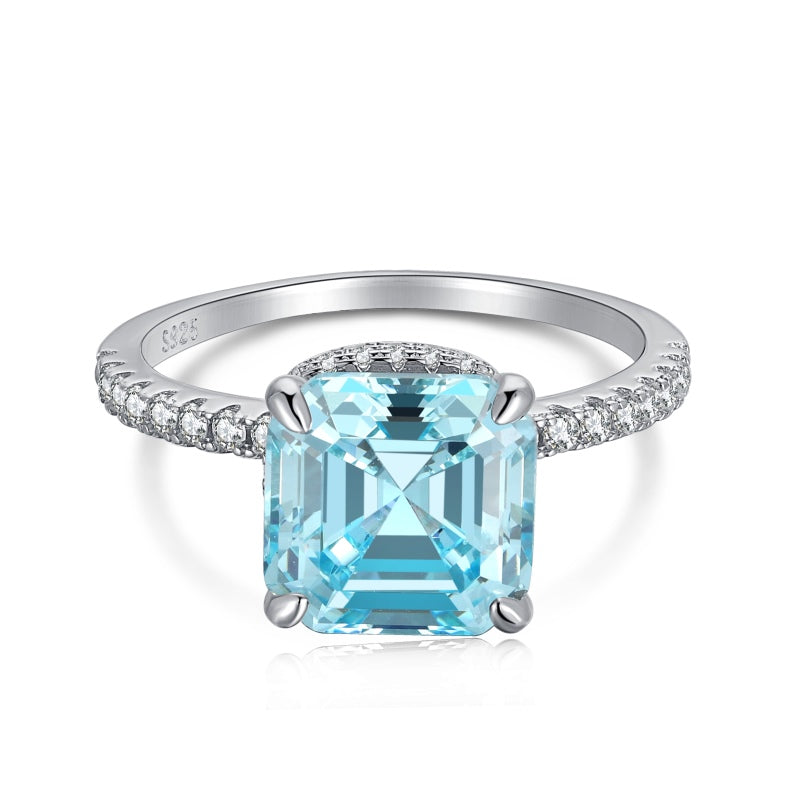 [G34]S925 Sterling Silver High-end Fashion Ace Cut High Carbon Diamond Ring