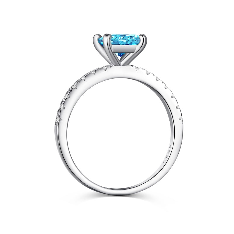 [G37]S925 Sterling Silver Small ins style Fashionable Princess Cut Delicate Girl Must Have High Carbon Diamond Ring