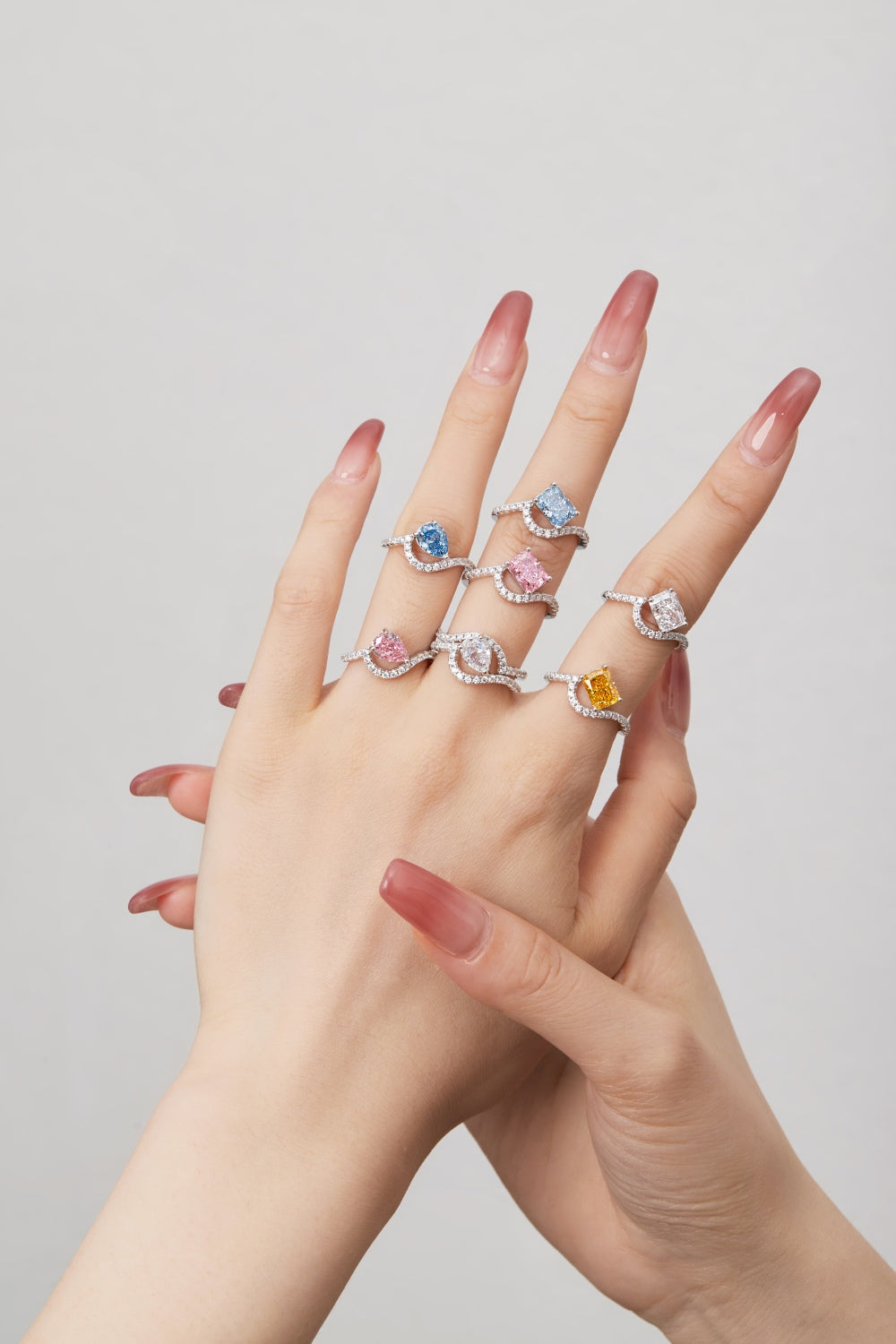 [G45]S925 Sterling Silver Personalized ins style Beautiful girl must have teardrop shape High carbon diamond ring