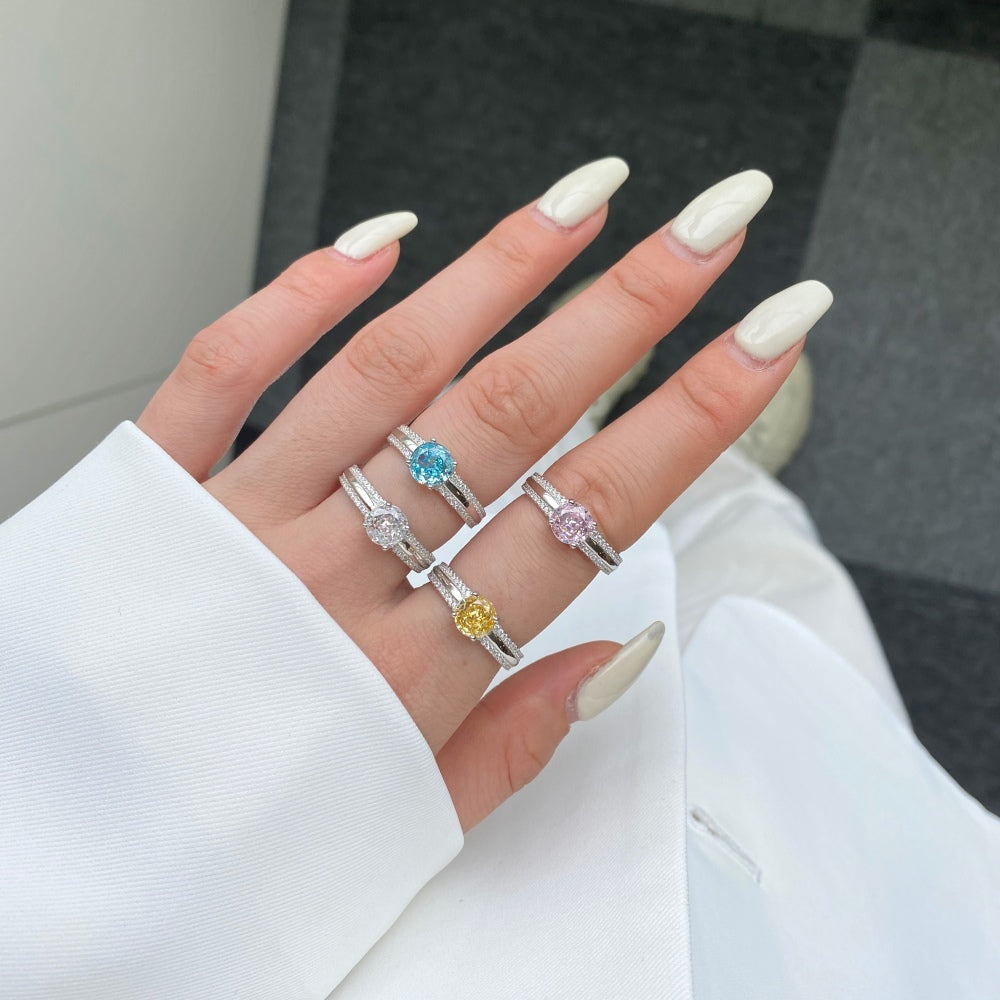 [G05] S925 Sterling Silver Cute Ins Style Cubic Zirconia Ring