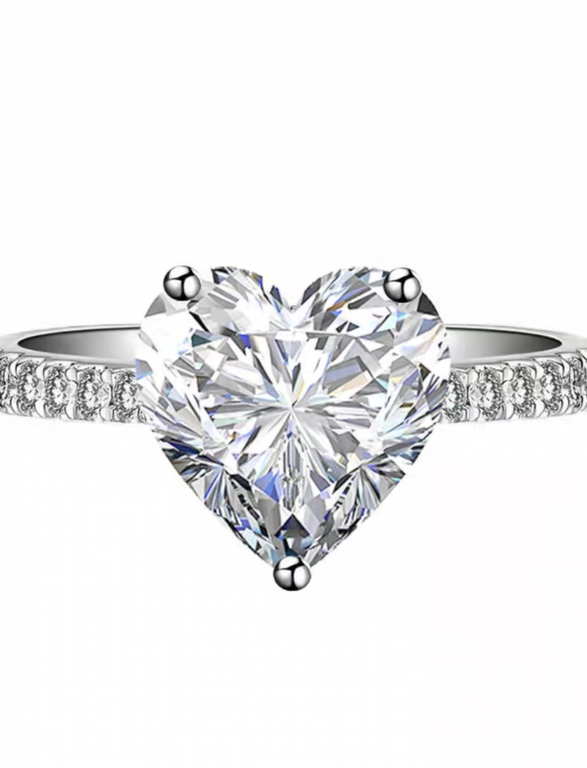 [A13]  All-Star Heart S925 Sterling Silver Ring （Full Moissananite） Wedding Engagement