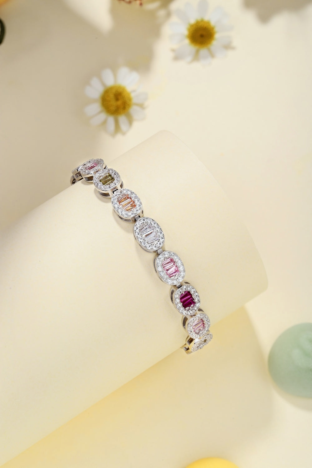 [G101]S925 Sterling Silver Trendy Cocktail Colorful Cubic Zirconia Bracelet