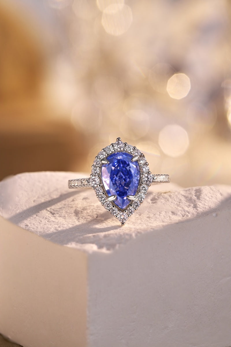 [G43]S925 Sterling Silver Elegant Tanzanian color zircon ring