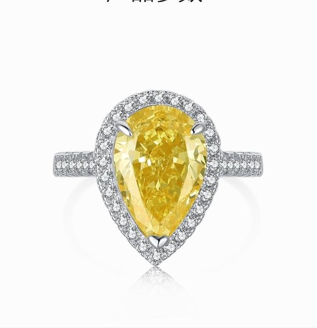 [G42]S925 Sterling Silver Classic Halo Wrap Teardrop Cubic Zirconia Ring