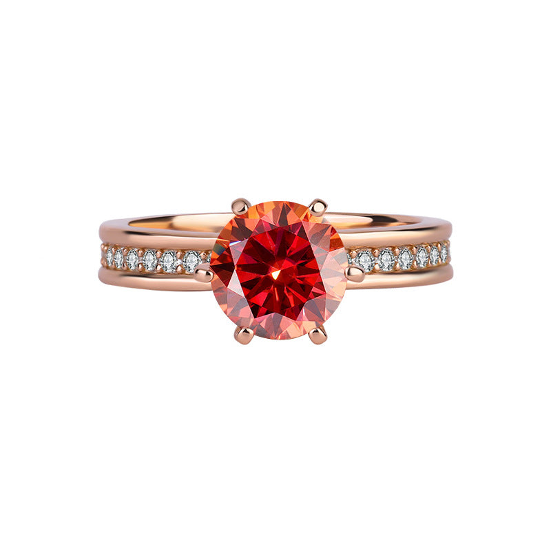 [B122]S925 Sterling Silver Queen's Crown Rose Gold Moissanite Ring