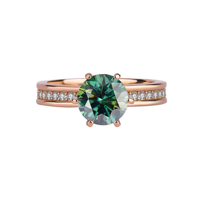 [B122]S925 Sterling Silver Queen's Crown Rose Gold Moissanite Ring