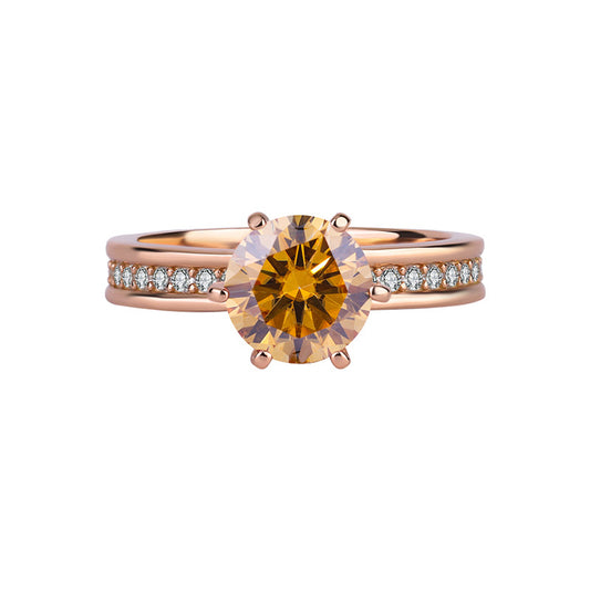[B122]S925 Sterling Silver Queen's Crown Rose Gold Moissanite Ring