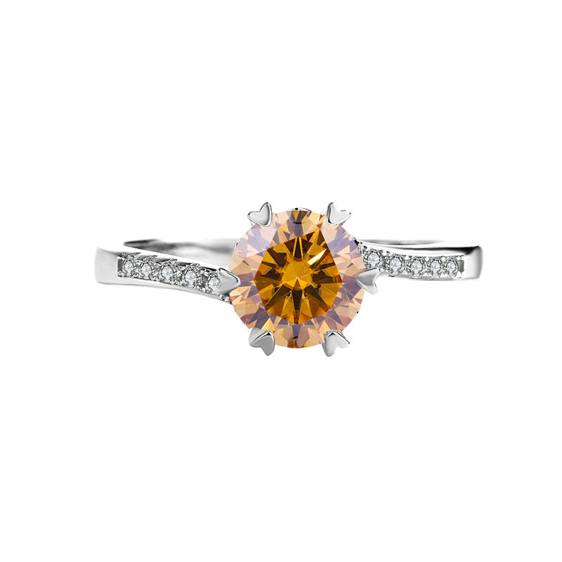 [B005]S925 Sterling Silver Classic Simple Moissanite Snowflake Ring
