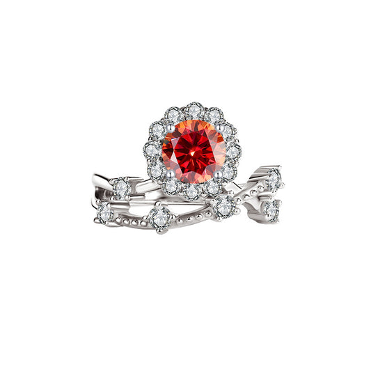 [B014]S925 Sterling Silver Star Wreath Romance Moissanite Ring