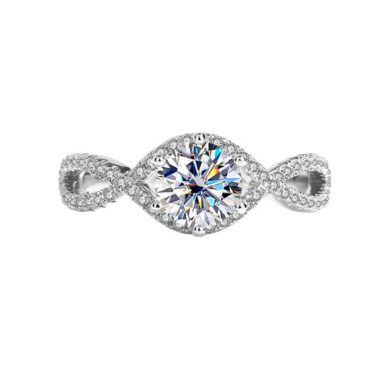 [B017]S925 Sterling Silver Personalized Twist Fashion Moissanite Ring