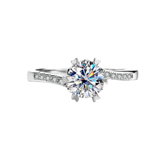 [B005]S925 Sterling Silver Classic Simple Moissanite Snowflake Ring