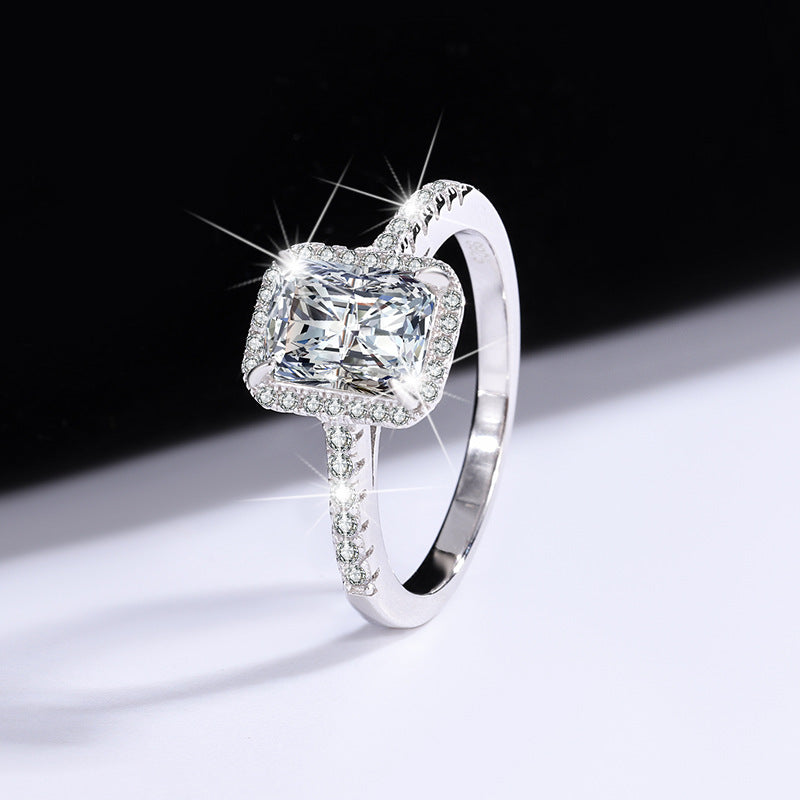 [B220]S925 Sterling Silver Classic Alien 2ct Simple Moissanite Ring