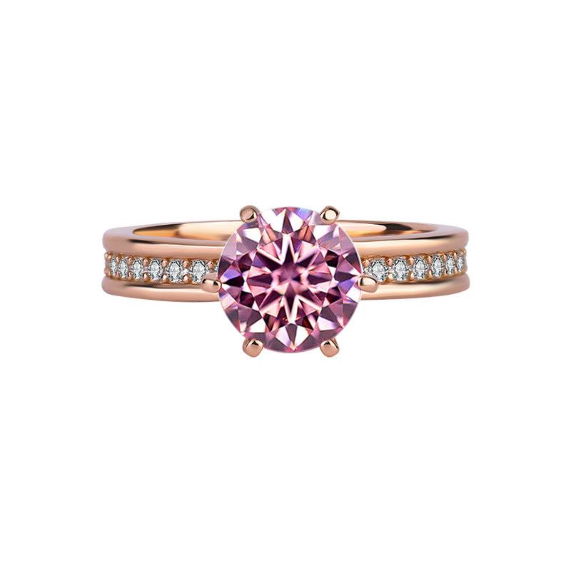 [B122]S925 Sterling Silver Queen's Crown Rose Gold Moissanite Ring