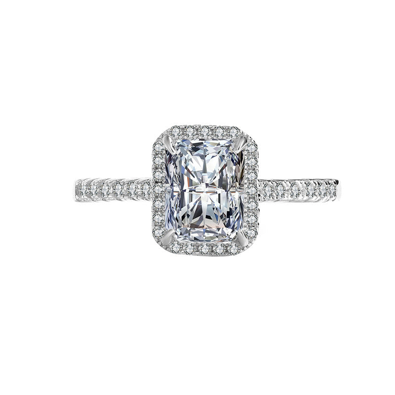 [B220]S925 Sterling Silver Classic Alien 2ct Simple Moissanite Ring
