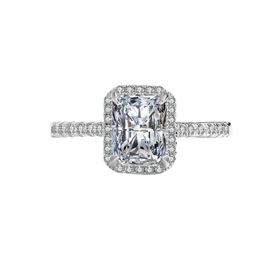 [B220]S925 Sterling Silver Classic Alien 2ct Simple Moissanite Ring