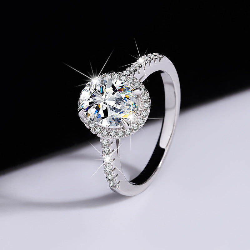 [B220]S925 Sterling Silver Classic Alien 2ct Simple Moissanite Ring