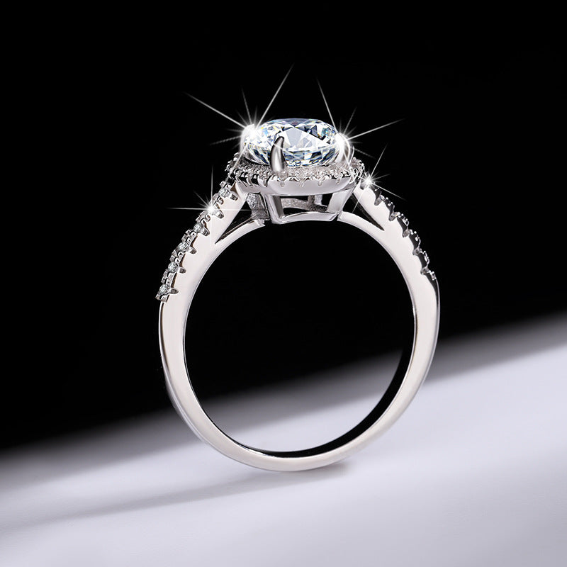 [B220]S925 Sterling Silver Classic Alien 2ct Simple Moissanite Ring