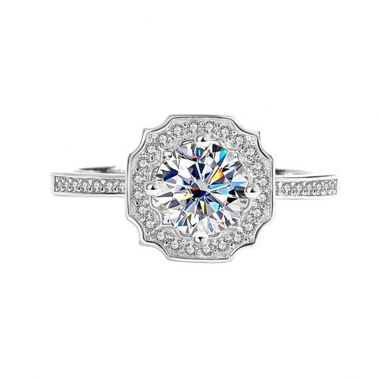 [B016]S925 Sterling Silver Harewins Square Wrap moissanite Ring