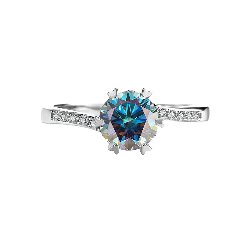 [B005]S925 Sterling Silver Classic Simple Moissanite Snowflake Ring
