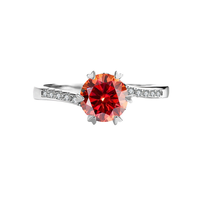 [B005]S925 Sterling Silver Classic Simple Moissanite Snowflake Ring