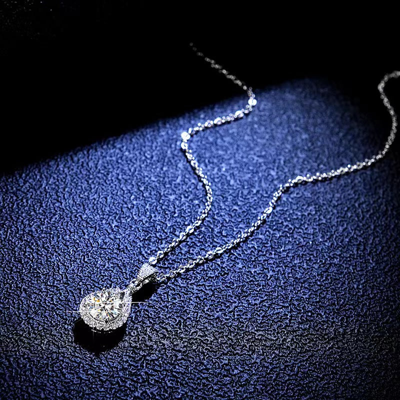 [N05]S925 Sterling Silver Luxury Teardrop Moissanite Pendant