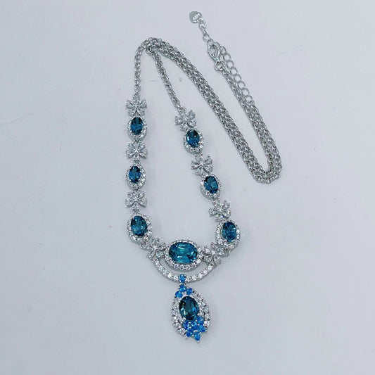 [KESAI]#CB-22 Topaz - Swiss Blue Necklace