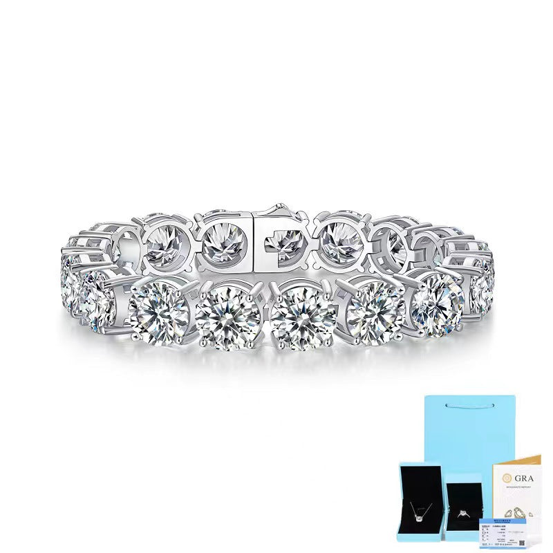 [C54]S925 Sterling Silver Full Moissanite Luxury, Aristocrat Cuban Tennis Necklace