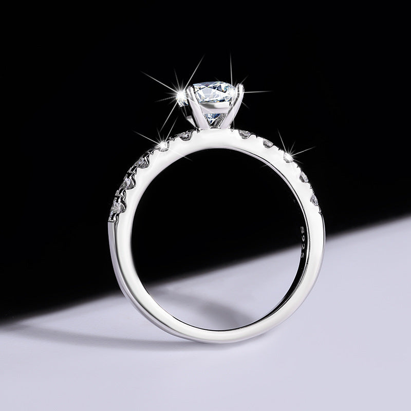 [B022]S925 Sterling Silver Deluxe Four Claw Setting Atmospheric Simple Fashion Daily Travel Moissanite Ring