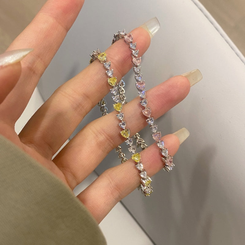 [G105]S925 Lovely Love Cut Cubic Zirconia Bracelet