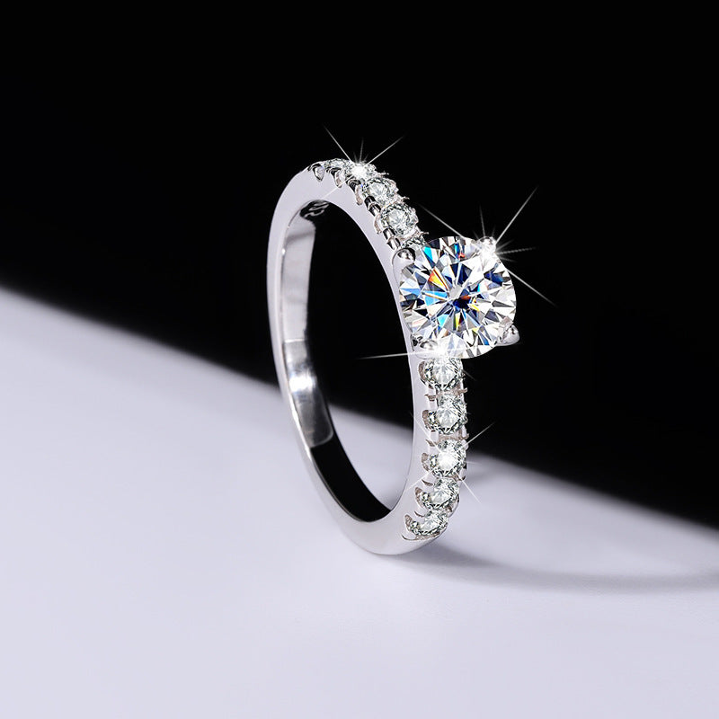 [B022]S925 Sterling Silver Deluxe Four Claw Setting Atmospheric Simple Fashion Daily Travel Moissanite Ring