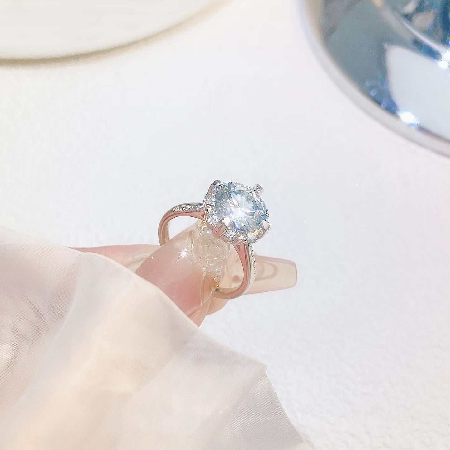 [A06]-Flower buds S925 Sterling Silver  Birthday Daily (Full Moissanite)
