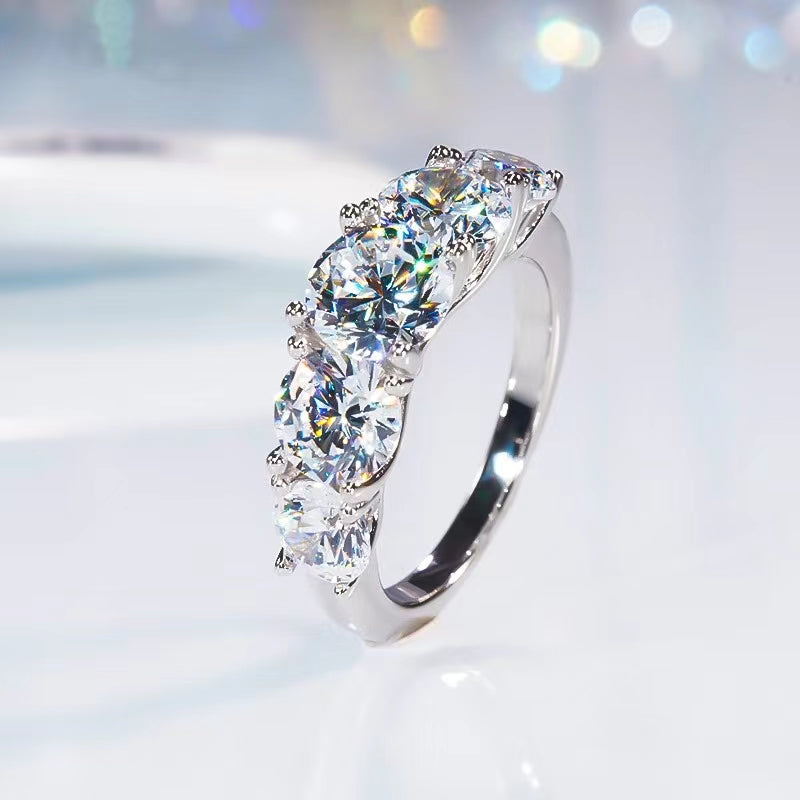 [A02]five-starred radiance Miossanite Ring Wedding