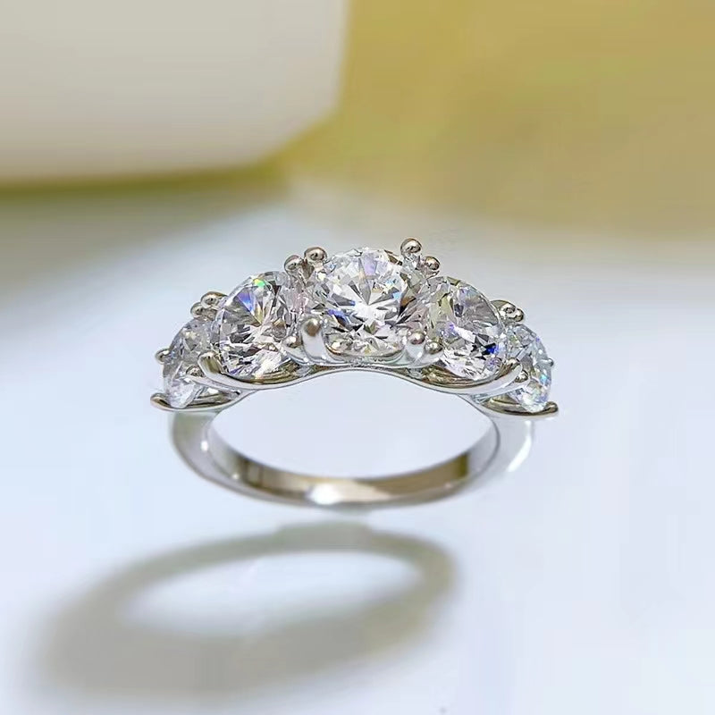 [A02]five-starred radiance Miossanite Ring Wedding