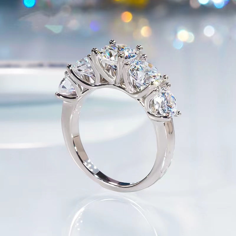 [A02]five-starred radiance Miossanite Ring Wedding
