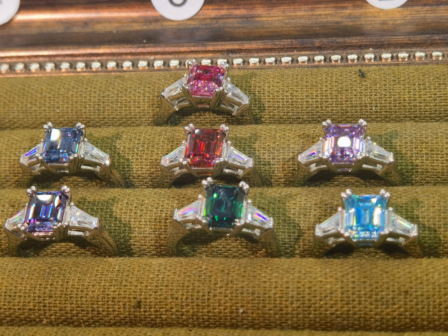 [A07]-S925 Sterling Silver Emerald Cut Moissananite Rings（Full Moissananite）
