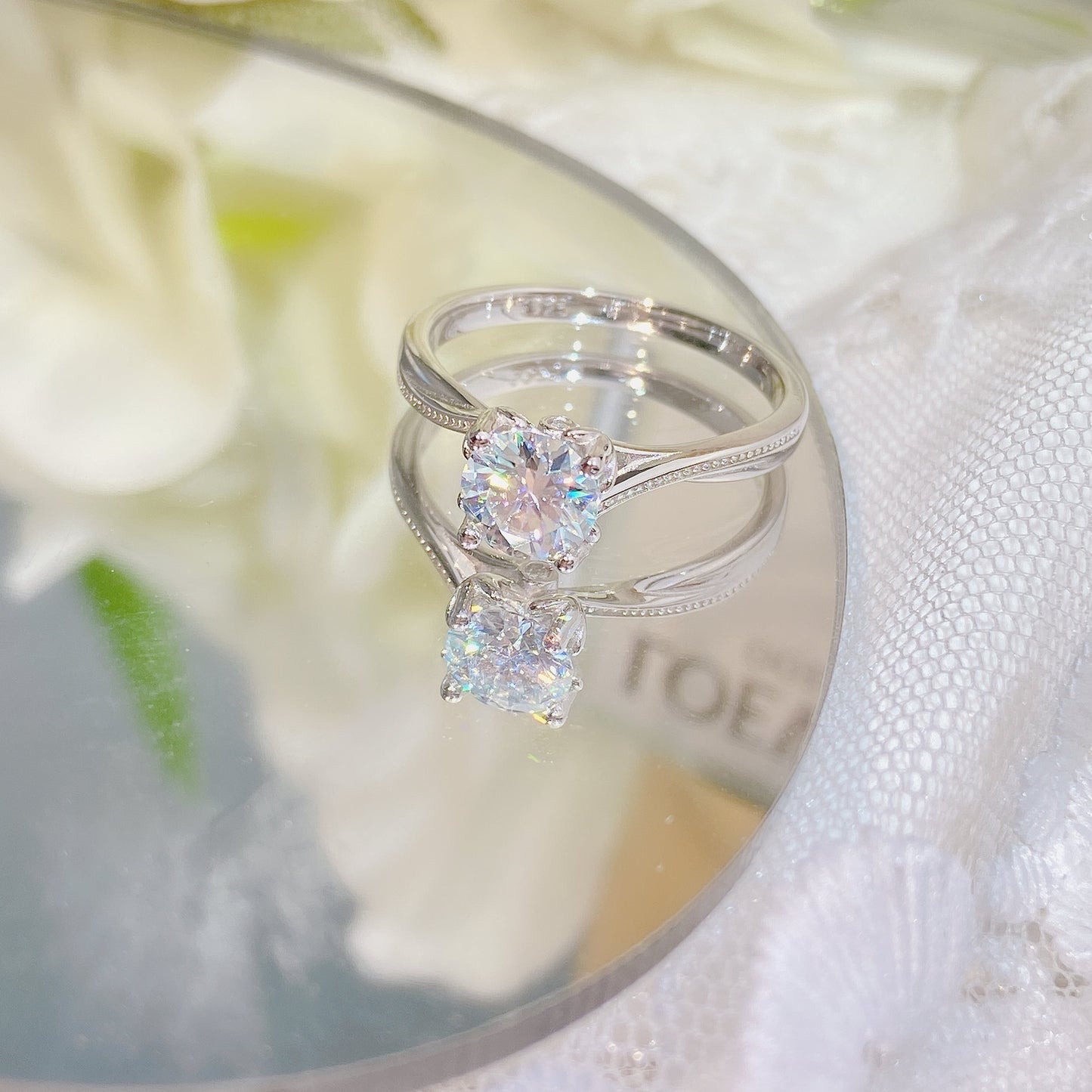 [A09]-Elk S925 Sterling Silver Birthday Daily Ring（Full Moissanite）