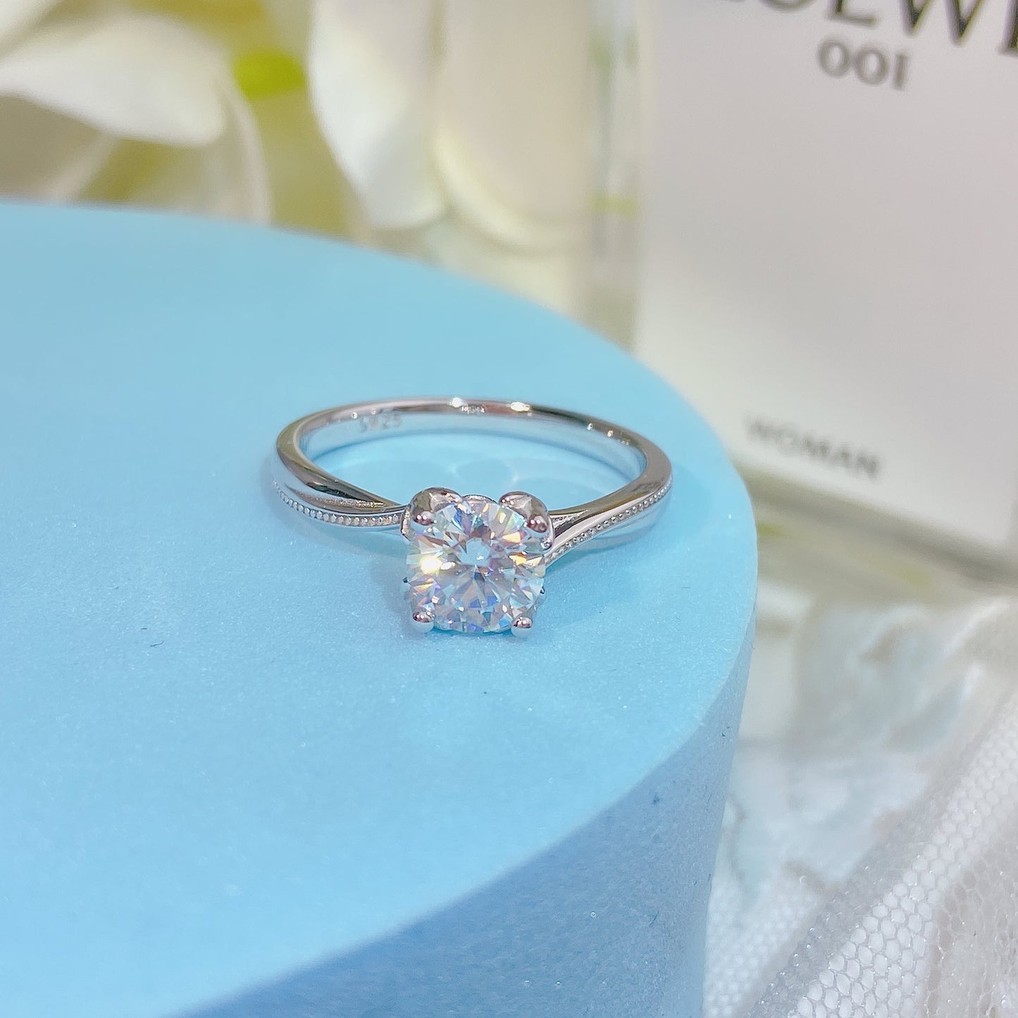 [A09]-Elk S925 Sterling Silver Birthday Daily Ring（Full Moissanite）