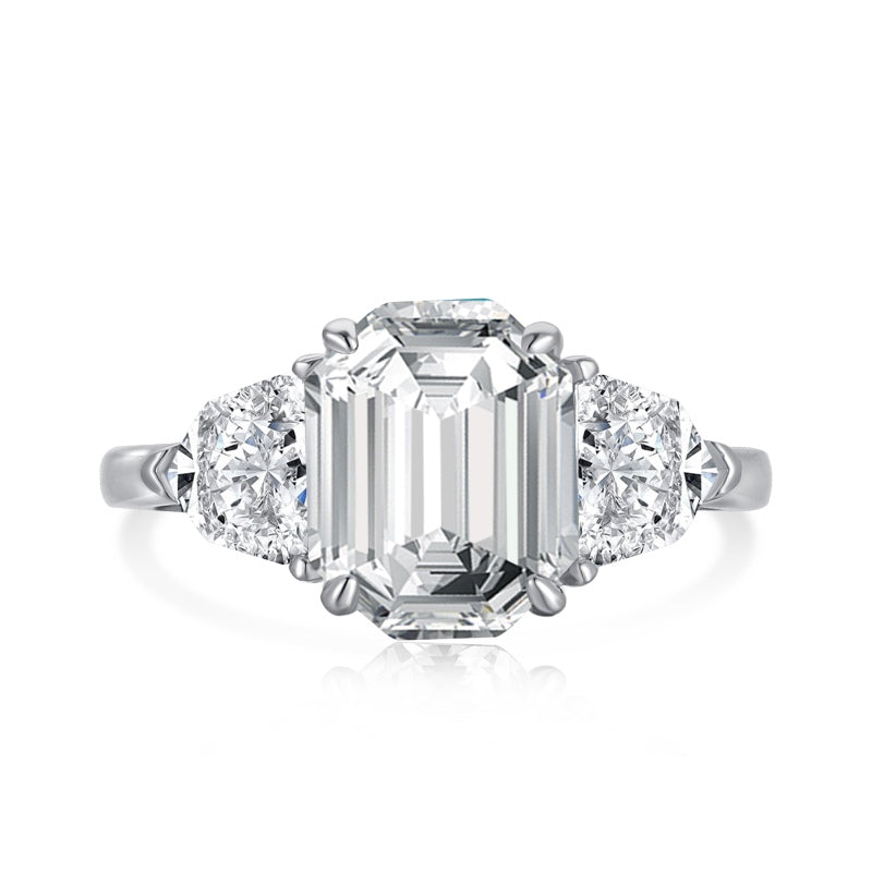 [G21]S925 Sterling Silver Crisp and Clear Grandmother Cut High Frequency High Carbon Diamond Ring