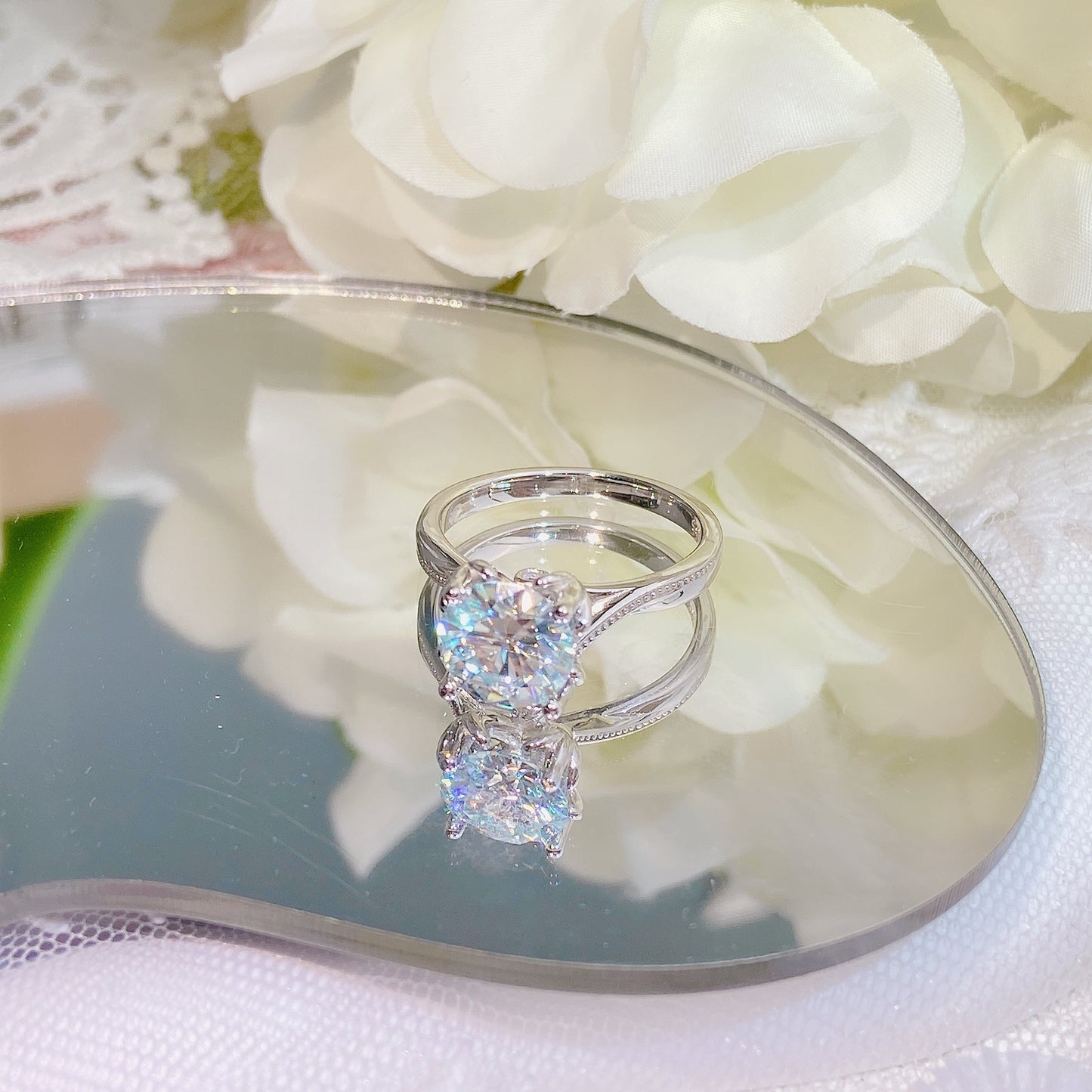 [A09]-Elk S925 Sterling Silver Birthday Daily Ring（Full Moissanite）
