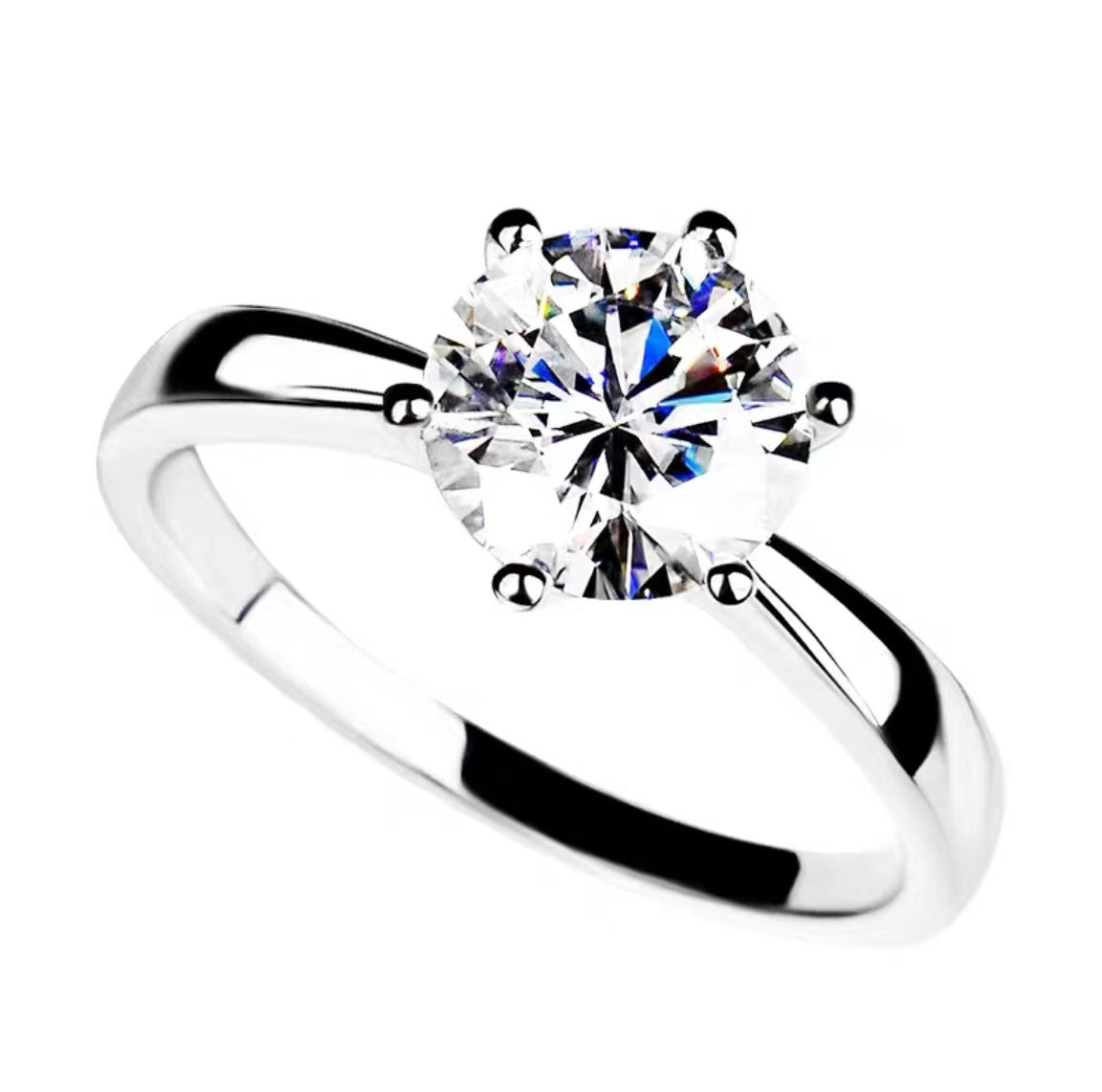 [A03]S925 Classic six claws Moissanite Ring Daily Wedding