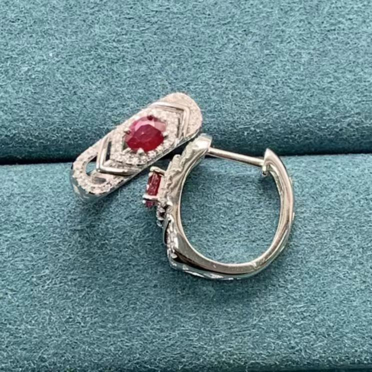 [KESAI]#CB-91 Ruby/Sapphire ear clasp