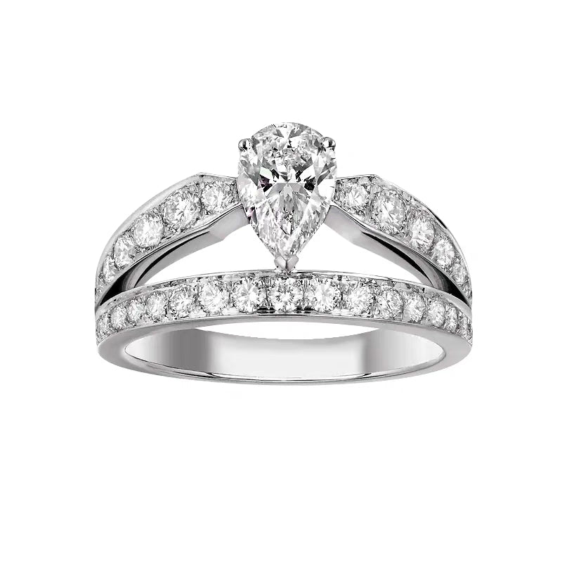 [A08]-925 Sterling Silver Pear-shaped Moissananite Rings（Full Moissananite）